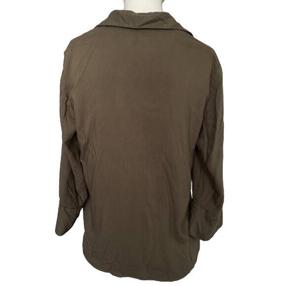 H&M Divided Button Down Khaki Green Blouse Size 4 - Picture 2 of 3